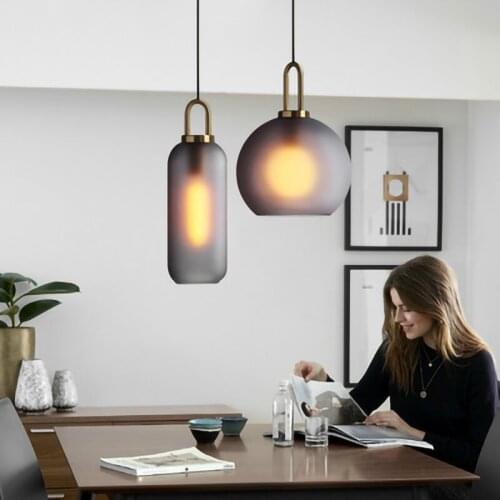 Vintage led pendant light Dark Gray Clear glass suspension lamp hanging lamp living room Restaurant Deocoration Include Bulb E27