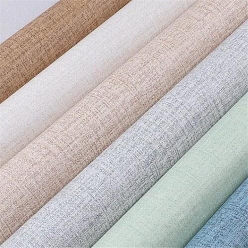 Linen Pattern Waterproof Wallpaper Vinyl Self Adhesive Dormitory Bedroom Wall Sticker Cabinets Furniture Contact Paper