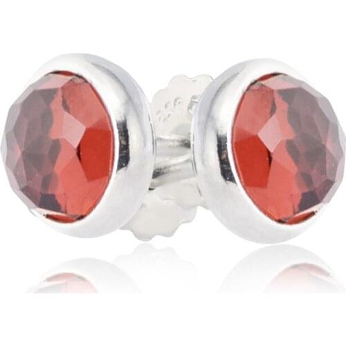 January Stud Earring With Garnet 100% Authentic Sterling-Silver-Jewelry Free Shipping