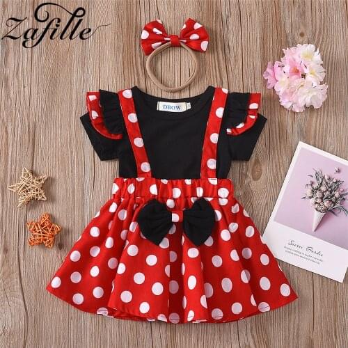 ZAFILLE Baby Clothing Minnie Dress Polka Dot Cute Toddler Girl Sets Bowknot Skirts Sets Summer Newborn Baby Girl Clothes