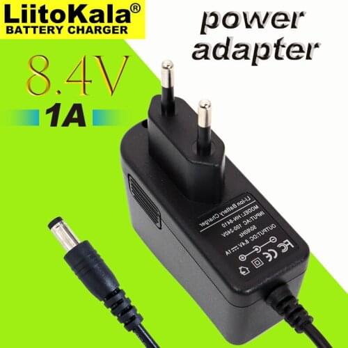 Liitokala 8.4V 1A 18650 lithium polymer battery charger DC: 5.5 * 2.1mm EU / US regulatory plug Battery pack charger