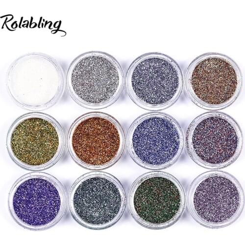 12 pots/set Nail Art Glitter Powder Holographics Nail Powder Glitter Nail Sequins Pigments for UV Gel Polish Tips Decoration