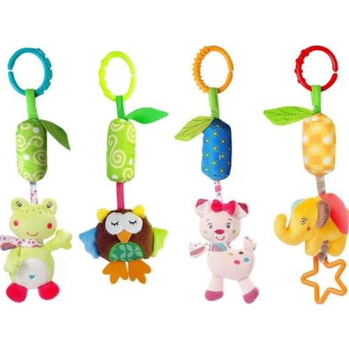 2019 Infant Animal frog Soft Rattles Bed Crib Stroller Music Hanging Bell kids Stuffed Toys For Baby Gift