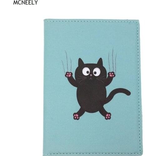 2021 Children Cute Cat Pattern Passport Cover Women Travel Passport Holder with ID Card Case for Children