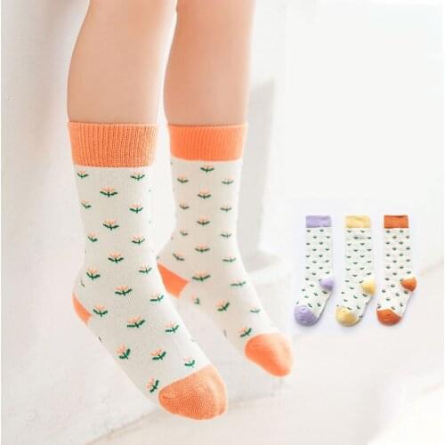 3 Pair/lot Tide Girl Socks Autumn and Winter New Cotton Childrens Socks Cute Boys and Girls Combed Cotton Striped Student Socks