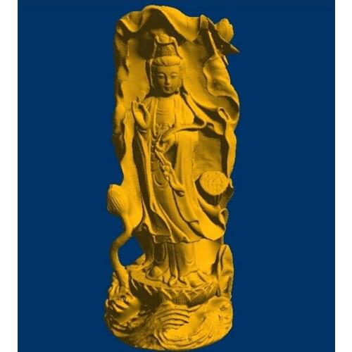 3D model relief/computer sculpture STL file format Goddess Of Mercy with lotus_10