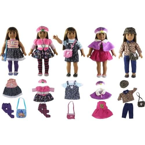New Style 5 set Doll Clothes Leisure handmade clothes outfit Princess skirt for 18 inch American Doll