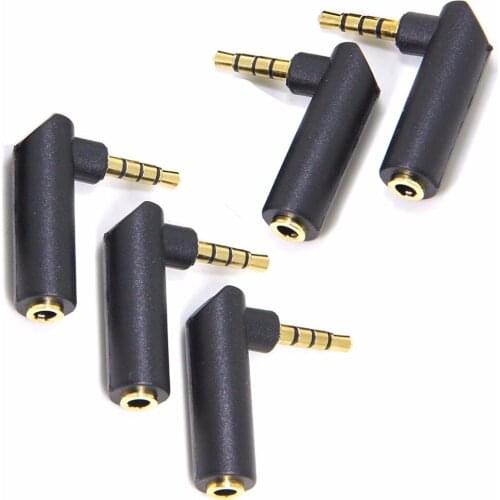 5pcs/lot 1/8" 3.5mm TRRS Male to Female Right-Angle Headphone Earphone Microphone Audio Video Adapter Converter