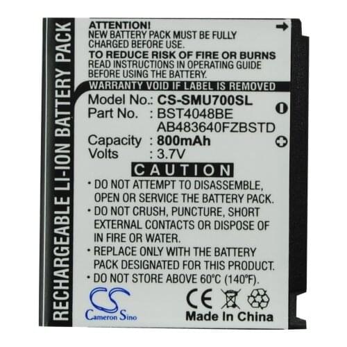 Cameron Sino 800mAh Battery AB483640CU, AB603443CE for Samsung GT-S5230, A501, SGH-A801, A811, G800, G808, L870, U700