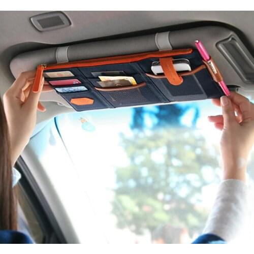 Car Sun Visor Bill Pen Business Card Holder CD DVD Organizer Storage Box Sunglasses Clip Stowing Tidying Car Accessories