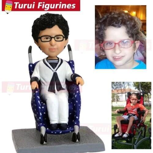 Bass player diy custom molded by hand art piece ceramic figurine miniature real human face modeling with polymer clay dolls