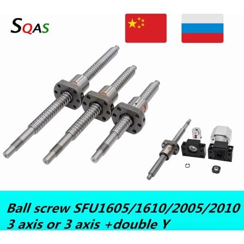 Free shipping 3 kit SFU1605/SFU1610/SFU2005/SFU2010 ball screw end machined with BKBF12/15 +nut holder+coupling for CNC router