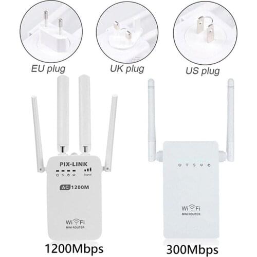 AC 300/1200Mbps Wireless Repeater High Speed 2.4G 5.0GHz strengthen Dual-Band Wireless Wifi Repeater 2/4 High Gain Antennas Wide
