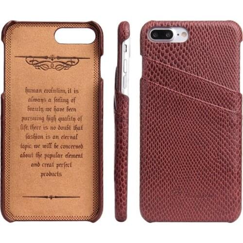Snake-print Genuine Leather Case for iPhone 7 Plus Back Cover Coque with Card Slots Free Gift Screen Protector for iPhone 7 Plus