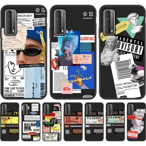 Art Stamp Label Barcode Phone Case For Huawei P30 P40 P20 P50 Pro Honor 10i 10 10X Lite Mate 20 30 P Smart 2021 2019 Soft Cover