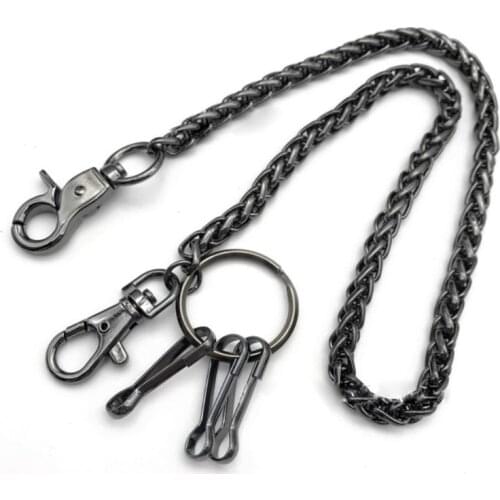 Black Metal Wallet Belt Chain Punk Hipster Pant Jean Key Chain Hip Hop Jewelry W0YA
