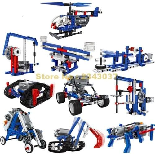 Excavator Tank Helicopter Car Logging Balance Sew Loom Machine Insect Handcart Gear Motor Electric Building Blocks Toy