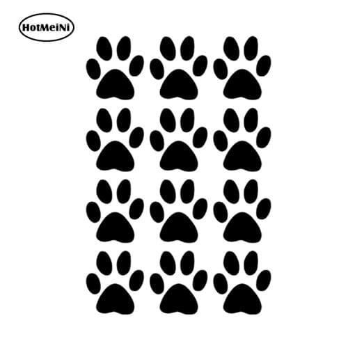 HotMeiNi Hot Sale 12 Dog Paw Prints Art Wall Stickers For Kids BedRoom Locker Glass Car Window Door Laptop Kayak Vinyl Decal Set