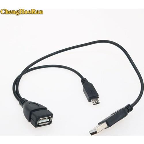 ChengHaoRan USB 2.0 Male +Micro B 5pin Male to USB A Female Host OTG Cable Converter Adapter Charging Connector Cable Cord