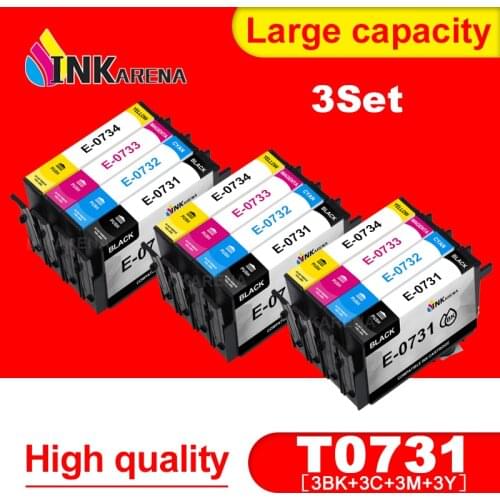 12 Pcs T0731 - T0734 73N Ink Cartridge For Epson Stylus CX3900 CX7300 CX8300 TX210 C79 C90 CX3905 CX4900 CX5500 CX5600 Printer