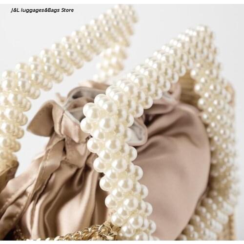 M68C Summer Beach Bag Natural Chic Rattan Bag with Pearl Top-handle Straw Tote Handbag Fashion Crossbody Bags for Ladies