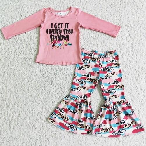 Hot Sale Baby Girls Designer Clothes Boutique Fall Bell Bottom Outfits Fashion Kids Clothes Sets Wholesale Children Clothes Sets