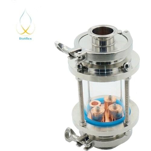 Mini 3" 76mm (OD91mm) 99.9% Red Copper 2 pcs bubble plates Distillation Glass Column for distillation