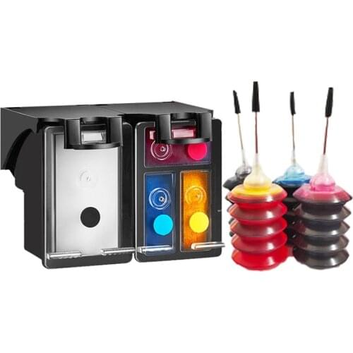 Vilaxh For HP123 123xl Refillable Ink Cartridge+4 bottles ink For HP Deskjet 1110 2130 2132 2133 3630 3632 Printer