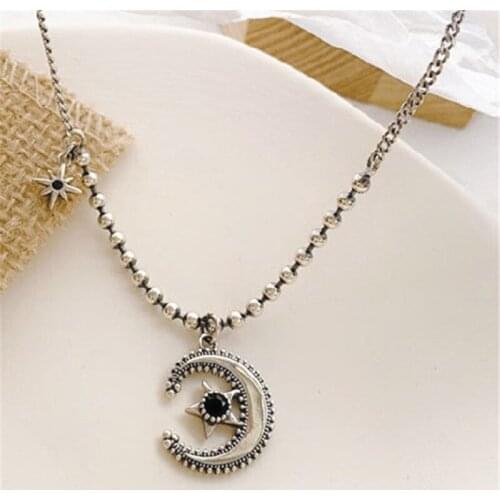 Miuoxion Fashion Retro Star Moon Zircon Necklace Personality Punk Party Jewelry For Women Feature Namour Charm Gift All Seasons