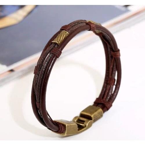 Fashion Hand Woven Leather Bracelet National Style Mens Bracelet Daily Leisure Party Jewelry Christmas Anniversary Gift