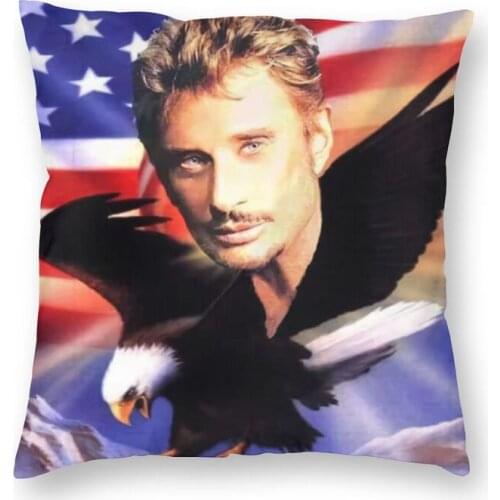 Custom Johnny Hallyday Square Throw Pillow Case Home Decor 3D Double-sided Print Singer French France Cushion Cover for Car