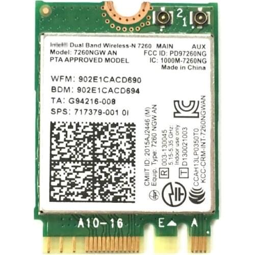New Intel 7260NGW AN wireless card Bluetooth 4.0 ngff / m.2 2.4G/5G network card Linux/Win7/Win8/Win10/AP