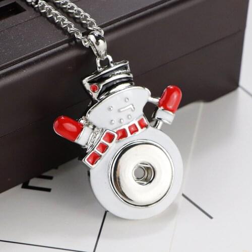 New Snap Button Necklace Pendant Jewelry Crystal Rhinestone Snowman Santa Claus Snap Necklaces Fit 20mm 18mm Snap Button Jewelry