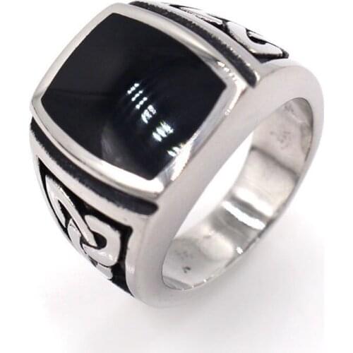 Punk Titanium Steel Ring for Men Jewelry Valknut Signet Ring Odin Symbol Norse Viking Biker Finger Ring Trendy Male Jewelry Gift