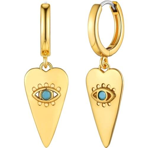Kpop Heart Evil Eyes Earring Drop Earring For Women Copper turquoise Gold Color For Sensitive Ears Fashion Jewelry Gift Party
