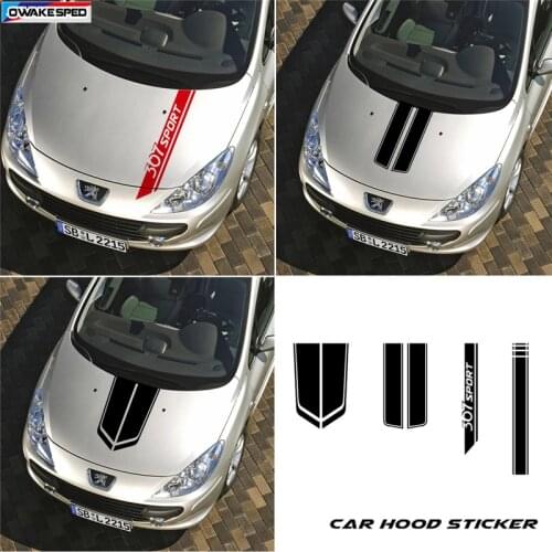 For PEUGEOT 307 CC SW Car Sport Bonnet Stripes Auto Hood Engine Cover Decor Sticker Exterior Accessories Decals