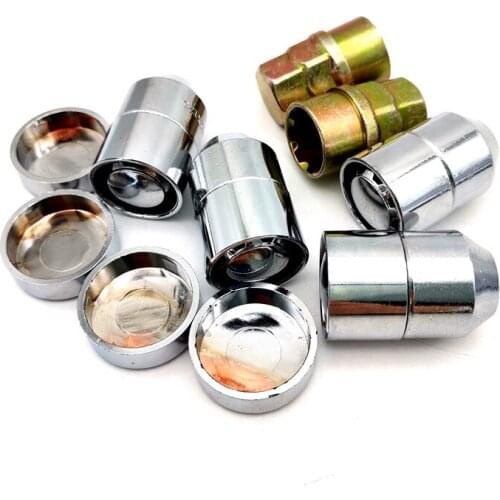 Universal M12x1.5 Wheel Lock Lug Nuts 4 x Anti Theft Locking Nuts with 2 Keys Carbon Steel Forged Auto Tire Wheel Bolts