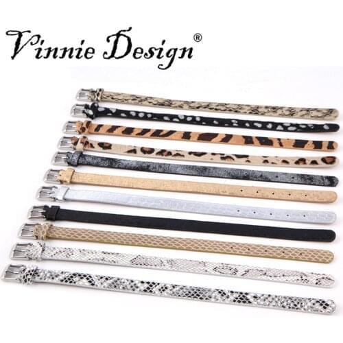 Vinnie Design Jewelry Genuine Leather Keeper Wrap Bracelet for Slide Charms 21cm*0.9cm Mixed Pattern Designs
