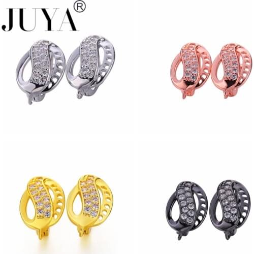 5 Pairs DIY Making Jewelry Hoop Earring Findings Copper Zirconia Crystal Earwires Accessory Earring Hooks Connector