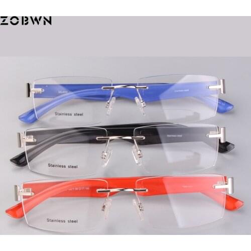 ZOBWN 2018 New design Fashion Reading Glasses Black rimless Spectacles Glasses for myopia eyeGlasses Women Men Eyeglasses gafas