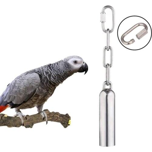1 Pcs Bird Toy Funny Bird Cage Hanging Toy With Bell Stainless Steel Parrot Pigeon Interactive Toys Birds Supplies Accessories