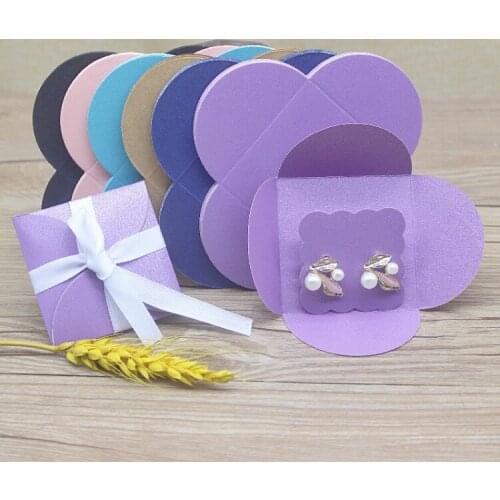 10pc multi color square jewelry box 6.5cm with inner earring card 5*5cm white /pink/purple /kraft paper jewelry earring box