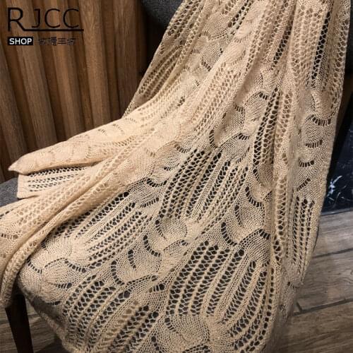 100% cashmere scarf Women shawl Autumn winter knitted gold hollow scarf warm shawl thin cashmere scarf
