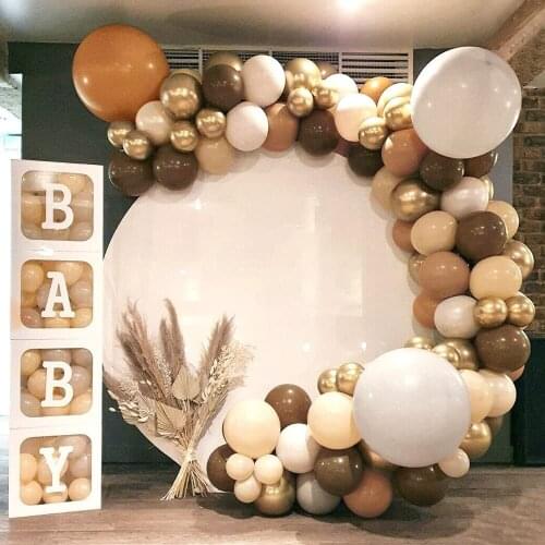 126pcs Neutral Matte White Nude Beige Balloon Garland Arch Kit Brown Balloons for Safari Birthday Party Baby Shower Decorations