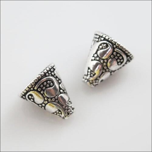 15 New Charms Tibetan Silver Tone Flower Cone End Bead Caps 12x13mm