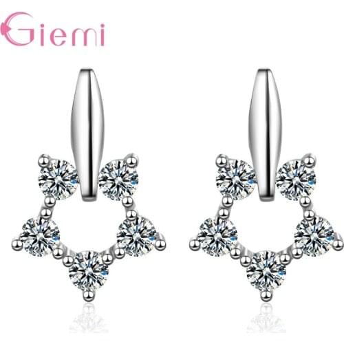 Wholesale Stylish S925 Sterling Silver Elegant Cubic Crystal FLower Stud Earrings for Women Wife Annniversary Gifts Jewelry