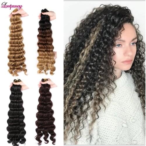 22Inch Long Deep Wave Twist Crochet Hair Synthetic Braiding Hair Afro Curl Wave Extensions For Women Blonde Ombre Hair Lovepancy