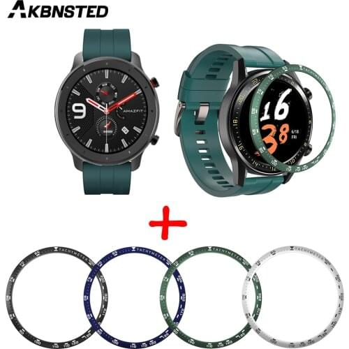 AKBNSTED 2 In 1 Stainless Steel Metal Watch Bazel + Soft Silicone Wristband For Xiaomi Amazfit GTR 47MM Smart Watch Accessories