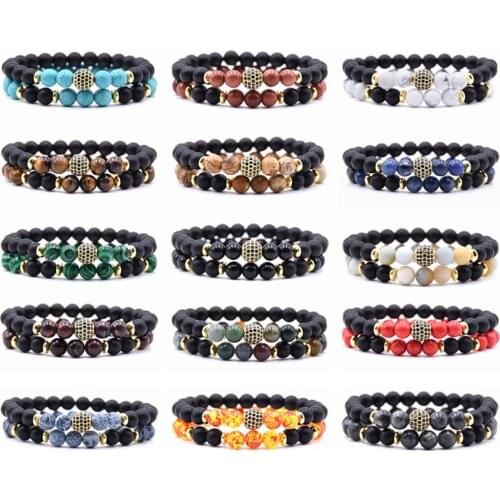 ASHMITA 2019 Couples Distance Bracelet Matte Black Stone Gold Rhinestone Balls Bangle For Women Men Friendship Love Jewelry