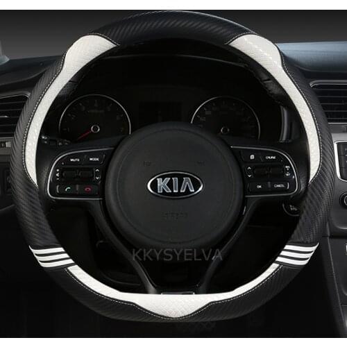 Car Carbon Fiber Leather Car Steering Wheel Cover for Kia Picanto Sorento Forte Cerato Rio Soul K2 K3 Ceed Auto Accessories
